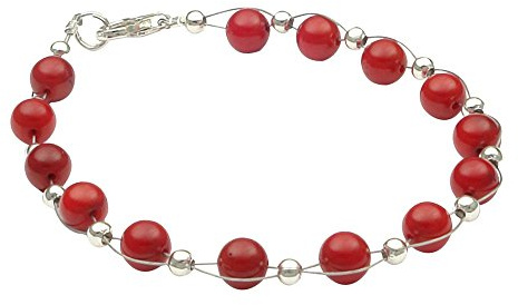 Armband aus echter Bamboo-Koralle rot Armschmuck Armkette Korallenarmband Damen