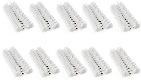 edi-tronic 10 Paare Lüsterklemmen steckbar bis 1,5 mm² 12-polig 12 Fach Kabel Klemmen weiß