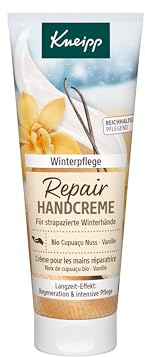 Kneipp Repair Handcreme Winterpflege, Regeneriert und schützt trockene und strapazierte Hände, reichhaltige Pflege mit Safran- und Maronenextrakt sowie natürlich pflegender Sheabutter, 75ml