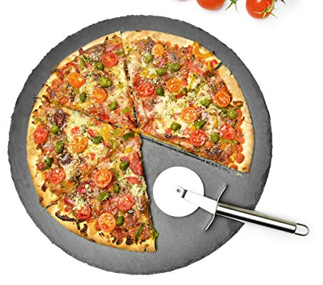 Sendez - Juego de Platos para Pizza (36 cm de diámetro, Pizarra)