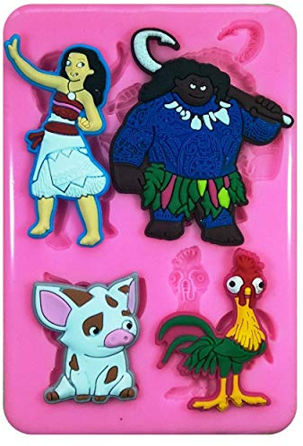 Moana, Chief tui, Hei Hei le coq et Pua le cochon Moule Moule en silicone pour décoration de gâteaux gâteaux en pâte à sucre Fairie Blessings