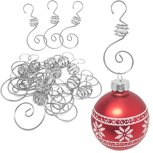 com-four® 12x Premium Kugelaufhänger 7 cm für Weihnachtsbaumschmuck | Spiralhaken für Christbaumkugeln, Ornamente und Anhänger - dekorative Christbaumhaken für Weihnachtsbaum und Tannenzweige