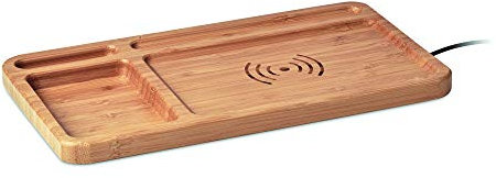 PromotionGift Boîte de Rangement en Bambou avec Chargeur sans Fil, Bois
