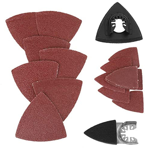 Papier abrasif triangulaire 82 pièces Kit de ponçage multifonction pour scie oscillante pour bois, plastique, métal souple, nettoyage et polissage