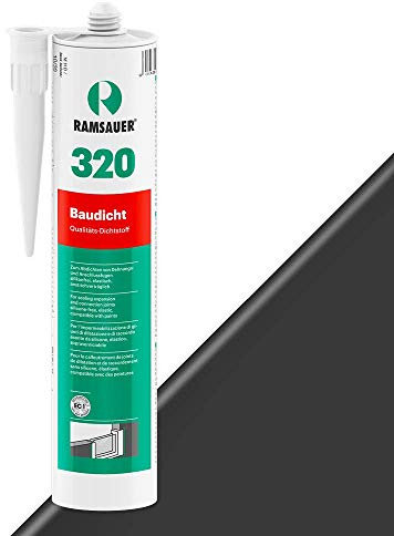 RAMSAUER 320 Baudicht (Anthrazit) - 310ml Kartusche, hoch elastisch, Abdichtung von Fugen an Fassaden, Dehnungs- & Stoßfugen Fertigbetonbau, Anschlussfugen Fenster-& Türrahmen, Innen- & Außenbereich