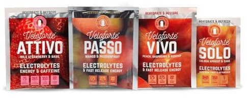 Veloforte Natural Electrolytes 9 Pack Mixed Flavoured Sachets, Fast Release Energy & Hydration Performance for Running, Marathons, Cycling, Everyday & Triathlons with Potassium & Sodium