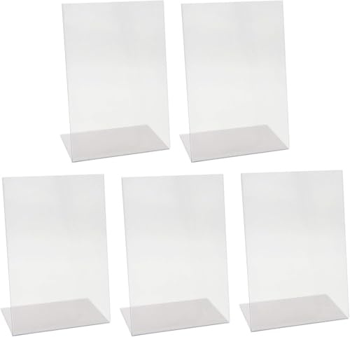 5 Stück DIN A4 L-Aufsteller Hochformat, Ständer für Papier und Plakate, Tischaufsteller, Werbeaufsteller, Thekenaufsteller, Infoschild, Präsentation aus glasklarem Acryl/Plexiglas