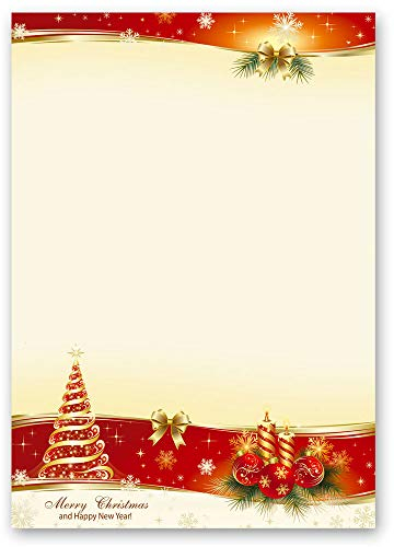 100 Blatt Briefpapier Weihnachtsbriefpapier BESINNLICHE WEIHNACHT - DIN A5 Format - Paper-Media
