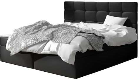 Mirjan24 Boxspringbett Gazel mit 2 Bettkasten, Bonell-Matratze und Topperr, Continentalbett, Polsterbett, Amerikanisches Bett, Ehebett, gepolstertes Kopfteil (Soft 011., 180 x 200 cm)