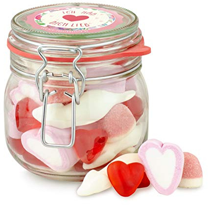 Hab Dich Lieb Glas - süßer Süßigkeiten-Mix in edlem Glas, tolle Geschenk-Idee
