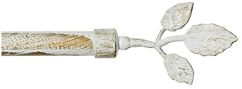 Bastone Tenda Ferro Estendibile Asta Scorritenda Anelli mod.BASTONE TENDA FOGLIE 160-300 SHABBY CHIC