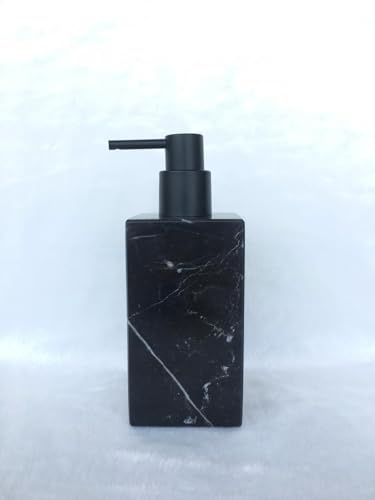 Schwarzer Marmor-Seifenspender, italienischer echter Stein, Hand-Flasche für Zuhause, dekorative Küchenspüle, Badezimmer, Arbeitsplatte für nachfüllbare Dusche, Seife, Lotionspender (schwarz)
