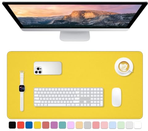 Dapesuom Großes Gaming-Mauspad, erweitertes Schreibtischmatte mit genähten Kanten, wasserabweisendes Tastaturpad mit Rutschfester Unterseite, großes XXL-Mauspad für Gamer, 80 x 40 cm, Gelb