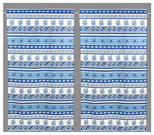 Tex family Tendina Vetro Moderna Larga 45 o 60 o 80 Grecia Blu Made in Italy - 1 Telo cm. 60x240