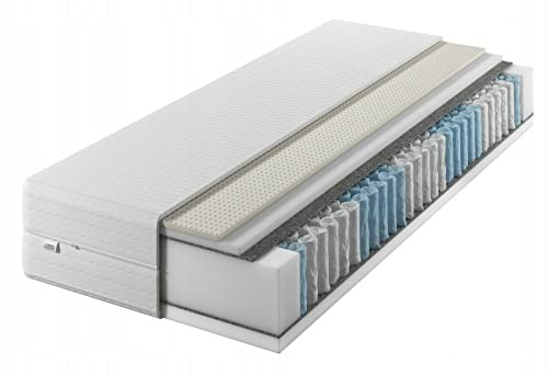 IZER Matratze 140x200 24 cm Taschenfederkern Härtegrad H3 H2 7 zonen Bett Matratzen 2 in 1 Latex Rollmatratze Komfortschaum