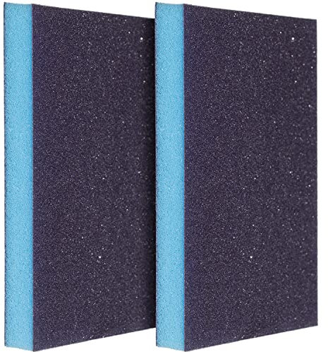 YoiYee Double-Side Hand Sanding Sponge Block, Wet & Dry Use, Soft & Flexible Sanding Foam Pads for Polishing, Cleaning, Derusting, Grade Covering from Extra Coarse to Fine; Pack of 2