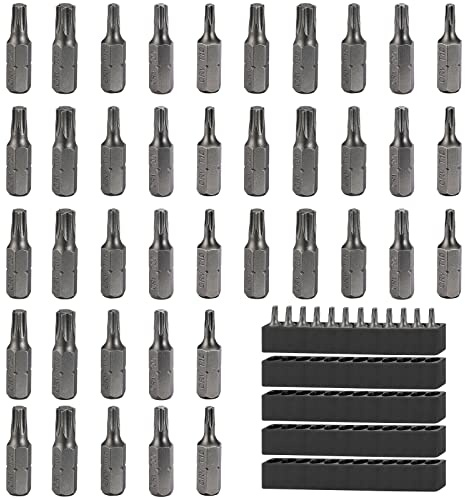 50 Stück Torx Bit Set Ersatz Bits Torx Tamper Resistant Bitsatz mit 5 Stück Speicherstreifen Für Gängige Schrauberbits