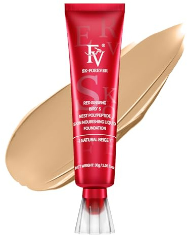 FV Matte Waterproof Foundation-Longwear Transfer-Proof, with Medium to Full Coverage, Oil-control & Lightweight, Liquid Foundation Makeup for Normal/Oily Skin, 30g, Natural Beige