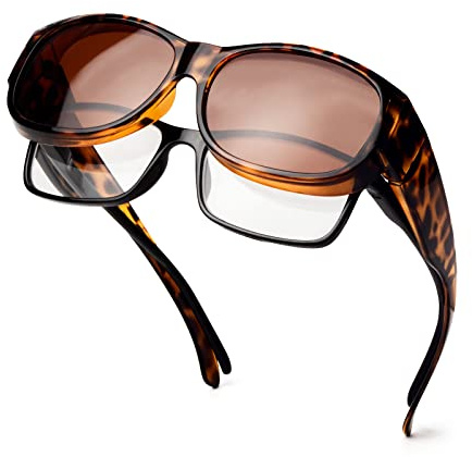 Face Shadow Überzieh Sonnenbrille über Normale Brille Damen Polarisiert | Übergroß Überbrille für Brillenträger Herren Unisex, UV400-Schutz, Ultra Leicht Autofahren Wandern Angeln, Oval