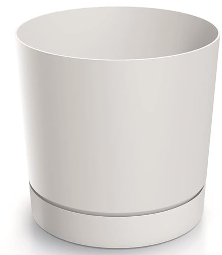 BirnePower Blumentopf Blumenkübel Übertopf Rund mit Untersetzer TUBO P Pflanzkübel Pflanztopf Matt (240, Weiß)