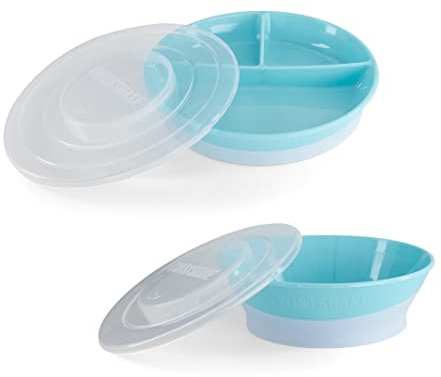 Twistshake Babygeschirr-Set | Geteilter Babyteller + Babyschale | BPA-freier Baby-Futterteller und -napf | Ernährungstrainingsset für Kinder | Blau