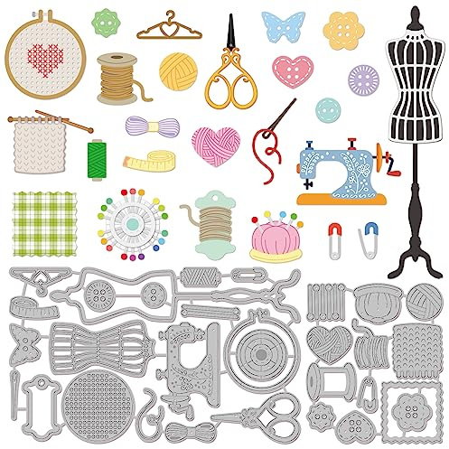 GLOBLELAND Sewing Tool Cutting Dies for DIY Scrapbooking Metal Sewing Machine Die Cuts Cutting Dies Template for Paper Card Making Decoration Album Craft Decor
