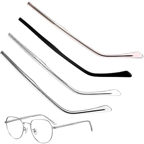 ABOOFAN Branches De Remplacement Pour Lunettes Légères Antidérapantes, Montage, 4 Couleurs Transparent, Noir, Rose Doré Et Gris, Accessoires Polyvalents Pour Lunettes De Soleil Et Lecture