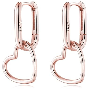 Reffeer 925 Sterling Silber Herz Ohrringe Creolen für Frauen Mädchen Minimalistische Creolen Huggie Ohrringe Tropfenohrringe