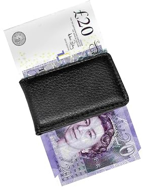 HYDESTYLE Leather Magnetic Money Clip, Bank Note or Paper Holder, Strong Magnet Holds 12 x Folded Bank Notes