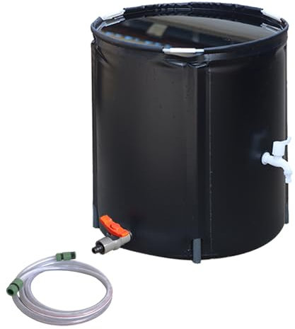 REBOTZ Barile per Pioggia da Giardino Pieghevole, 100/140/180/300/320/321/420/580/730L, Barile per Pioggia Portatile con Rubinetto e Contenitore per Raccoglitori di Acqua Piovana da Esterno 83X55CM