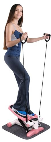 Stepper für Übungen, Mini-Treppenstepper mit Kalorienzähler, ganzheitliches Training für das Heimfitness-Training, Twister-Stepper mit Power-Ropes für effektives Training im Büro oder zu Hause
