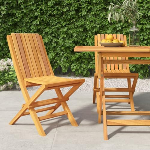 ShGaxin Gartenstühle 2 STK. Klappbar, Balkonstuhl, Terrassenstühle, Gartensessel, Garten Stühle, Gartenmöbel, Balkon Stühle, Sessel Outdoor, 47x47x89 cm Massivholz Teak