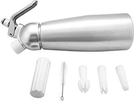 Set Sifone per Panna in Alluminio con Tre Ugelli per Casa e Bar (1000 ml)