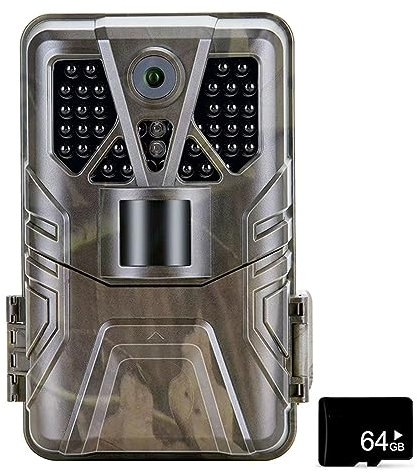 MZZYG Caméra animalière Caméra De Chasse Extérieure Étanche HD Caméra De Piste De La Faune Infrarouge Vision Nocturne Caméra De Piège Activée par Le Mouvement(Camera Add 64GB Card)