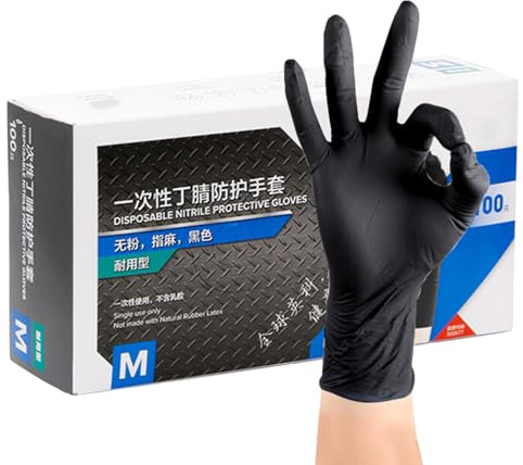 fanelod Gants industriels en nitrile, gants jetables - Gants de mécanicien jetables,Gants en nitrile, gants en latex nitrile, gants noirs sans danger pour les aliments, jetables pour le nettoyage de