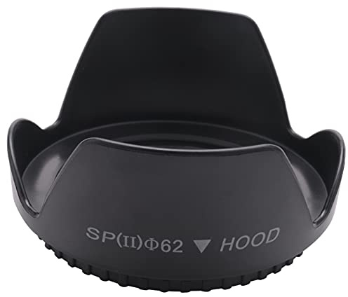 HondoKet DC-SN Hood Gegenlichtblende, 62 mm, Schraubbefestigung, Blumenkrone, Blütenblattform, für 62 mm Objektiv, Schwarz