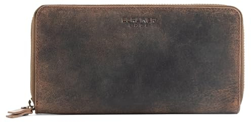 Berliner Bags Vintage Geldbörse Margo, Große Portemonnaie aus Leder, Geldbeutel mit TÜV-geprüftem RFID-Schutz, inkl. Geschenk-Box, für Damen - Braun