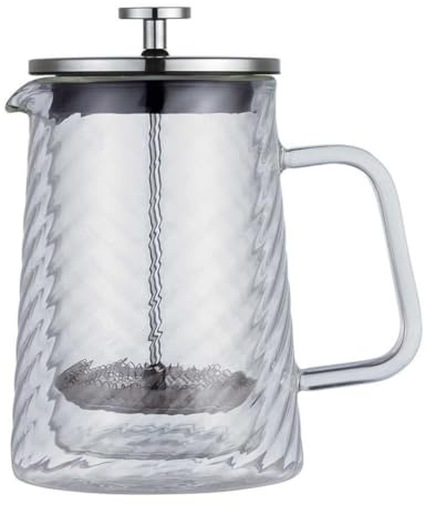 Klausberg Cafetière à piston French Press 600 ml/5 tasses, filtre en acier inoxydable, double paroi isolée, théière, théière, couvercle en argent (KB-7763)