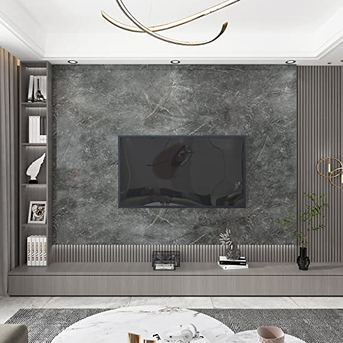 TOTIO Graue Marmor-Vinylfolie, 81,3 x 800,1 cm, hellgrauer Granit-Effekt, Vinyl, selbstklebende Tapete, glänzend, verstärktes Kontaktpapier, abziehen und aufkleben, wasserdicht, öldicht, Abdeckung für