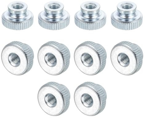 sourcing map Knurled Thumb Nuts, 15Pcs M5x0.8mm Iron Round Knobs Fasteners for 3D Printer Part, Silver Tone