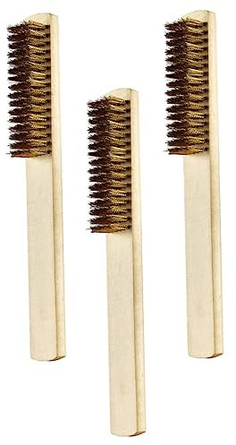 SOLUSTRE Detail-reinigungsbürsten-set 3-teilig Drahtbürste Holzgriff Kupferdrahtbürste Polierbürste Reinigungsbürste Staubentfernungsbürste Kupfer-kratzbürste