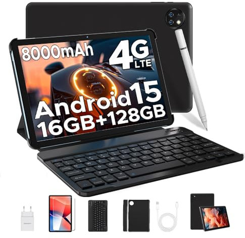 DOOGEE T10W Tablet 10 Pollici, Android 15,16GB RAM + 128GB ROM,Tablet con SIM, Dual 4G LTE + 5G WiFi,8000mAh Batteria,GMS/Widevine L1/Face ID/OTG/ BT5.0/GPS/5MP/3.5mm Jack