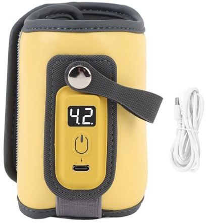 Babyflaschenwärmer, LCD -Anzeige Tragbare Konstante Temperatur Muttermilch Wasser Wärmer für das Fahren von Camping (YELLOW)