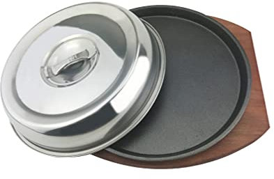 Ensemble de poêles électriques en fonte avec couvercle pour steak teppanyaki plaque de cuisson extérieure antiadhésive pour poêle à bois compatible avec cuisinière à induction commerciale