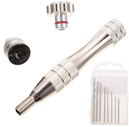 Holibanna Taladro Manual de Aleación de Aluminio Brocas de 0,8-3mm, Diseño Ergonómico y Antideslizante para Madera y Aceituna,