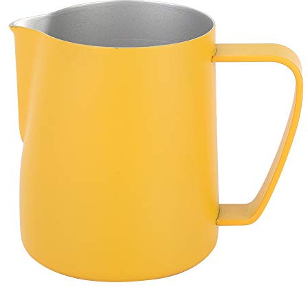 Milk Frother Cup, 600ML Stainless Steel Multifunctional Milk Frothing Pitcher Latte Art Cup Milk Jug For Home Coffee Shop Use (Yellow)