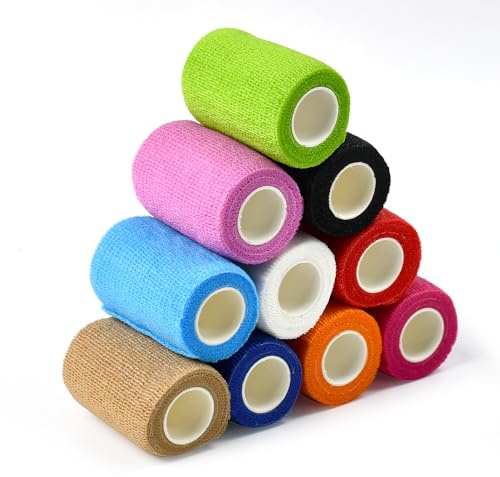 Zuxbolf Selbstklebender Verband 10 Stück 7,5cm x 4,5m Selbsthaftend | Elastisch, Atmungsaktiv, Ohne Kleberückstände, Für Handgelenk, Knöchel, Sport und Erste Hilfe