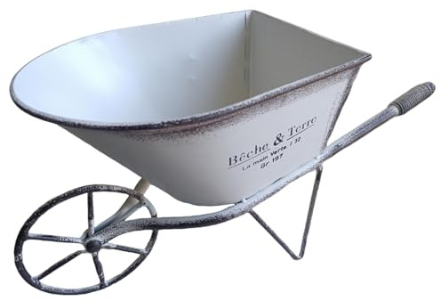 Iron Art - Piccola fioriera decorativa a forma di carriola, in metallo, per cortili e giardini, interni o esterni, decorazione per patio