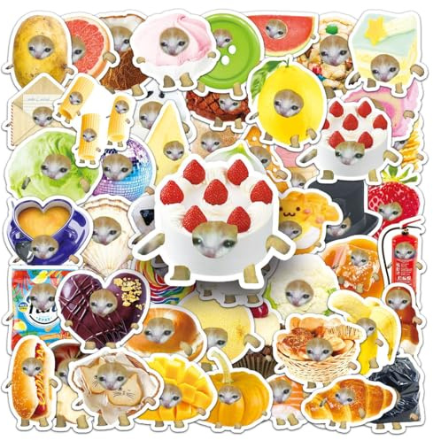 50 Stück Lustige Sticker Set, Meme Sticker Aufkleber Für Auto Laptop Skateboard Fahrrad Moped Motorrad Fahrrad Computer, Kätzchen Stickers Geeignet Für Erwachsene