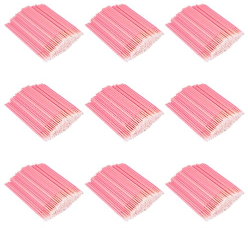 900 stycken läpp-applikator-stick, Microbrush läppborstar, läppborste, läppglans, läppstift, penslar, glans stav, applikatorer, mikroborstpinnar för ögonfransförlängning, smink, rosa
